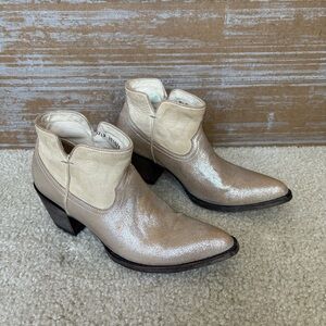 Old Gringo OG Gold Metallic Ankle Cowboy Boots Rodeo Western Boho Womens 7.5